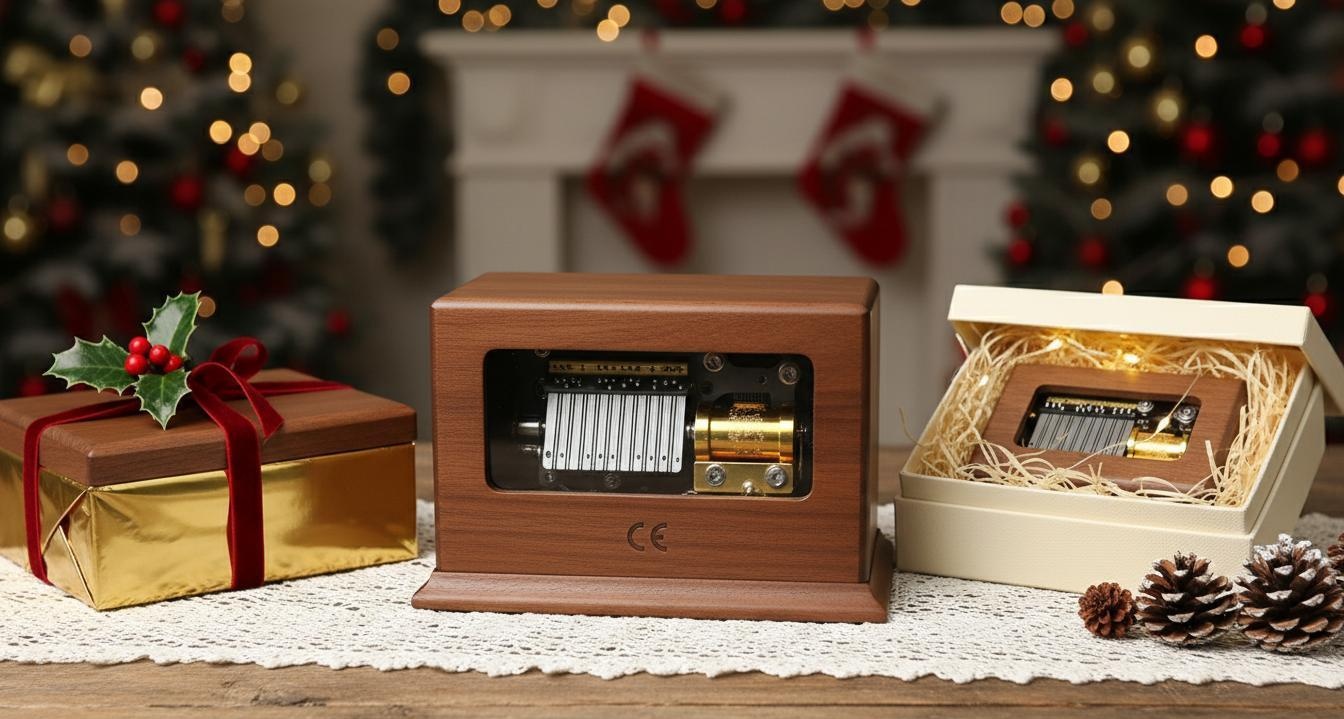 01 30-Note Walnut Musical Movements for Christmas Souvenir Manufacturing CE Mark and Custom Tune Programming