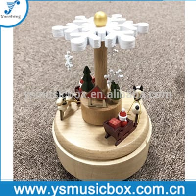 Manufactur standard Paper Strip Hand-Operated Musical Movement -
 White snow Christmas music box craft wonderful gift Wooden musical box – Yunsheng