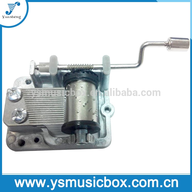 (YH2J) Silver Metal 18-Note Handcrank Musical Movement Box