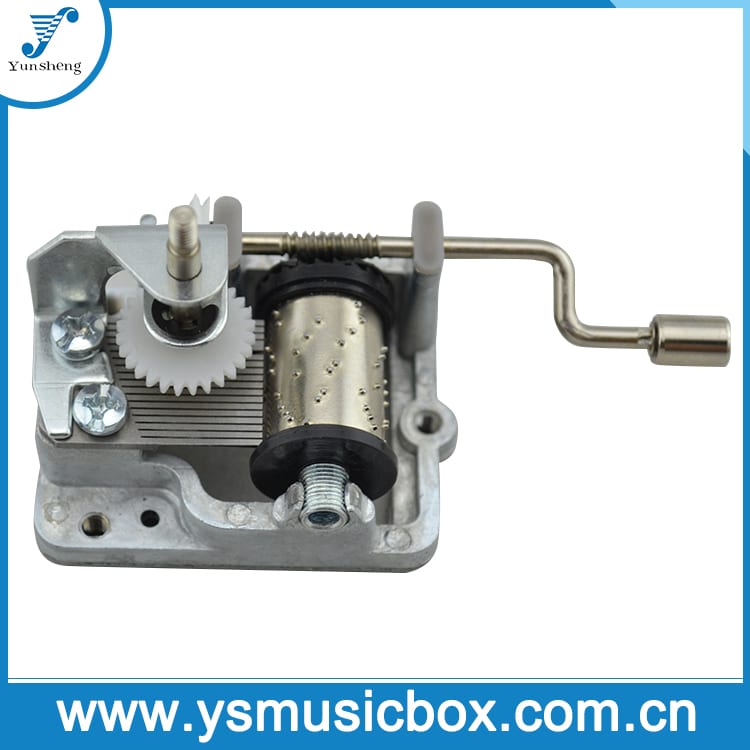 Yunsheng Silver Metal 18 Note Handcrank Movement with Rotating Vertical Shaft hand crank music box