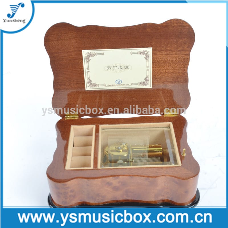 High Quality Wooden Jewelry Music Box with Golden 30 note Deluxe Musical Movement