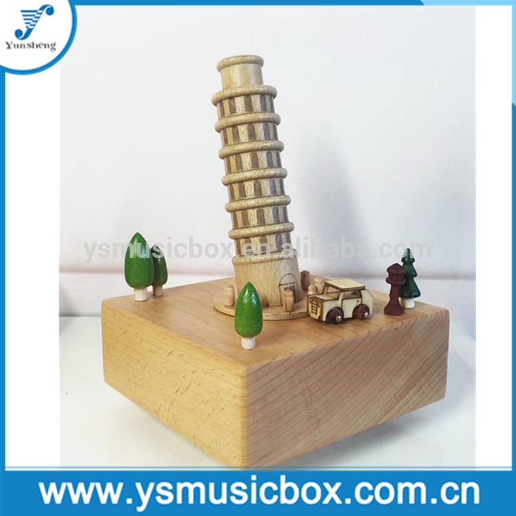 Souvenir Menara Miring Pisa Kotak Musik Hadiah, Kotak Musik Mekanik Kotak Musik Kayu