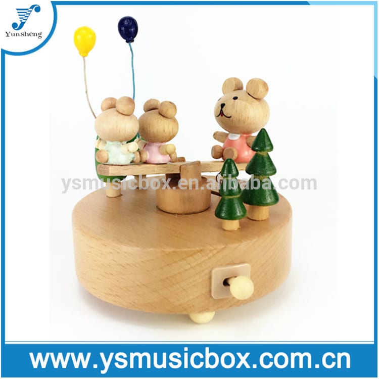 Three Little Bears Music Box Wooden Hand Made Christmas Gift Baby Toys Music Box