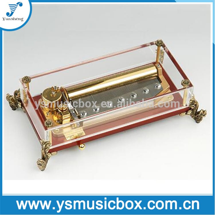 Music Box Craft Clear Glass ხის მუსიკალური ყუთი მუსიკალური ყუთი