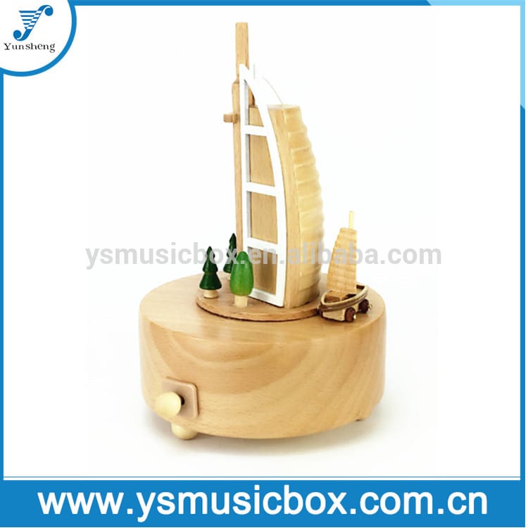 Sailing Shape Music Box Wooden Hand Made Christmas Musical Box Gift/ Kids Toys