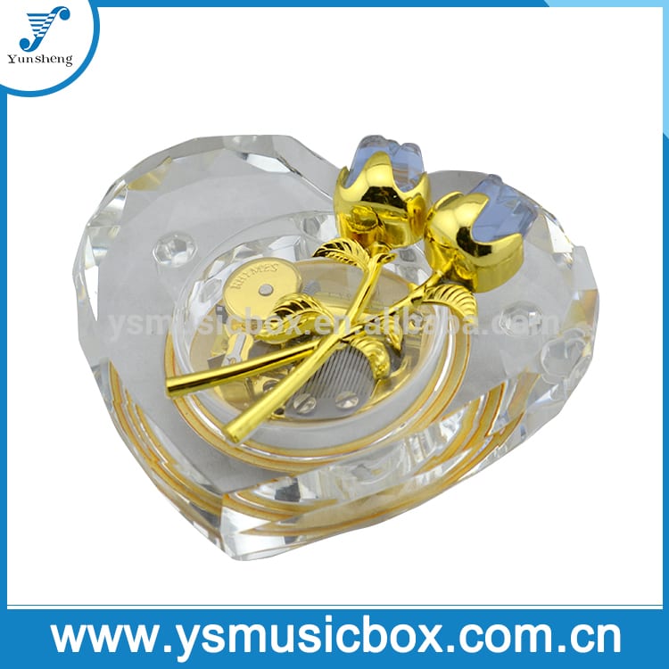 Colourful Crystal Heart Shaped Musical Box Crystal Music Box