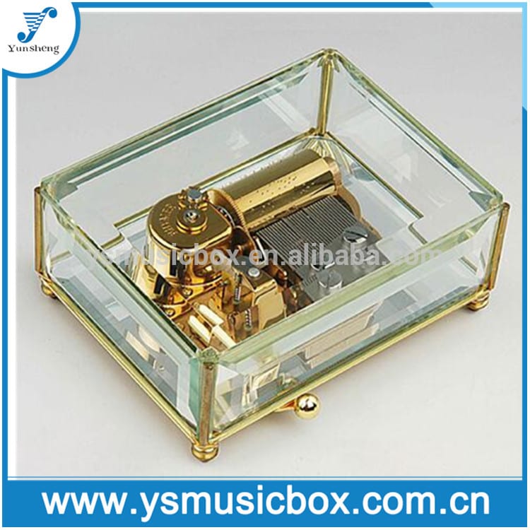 Glass gift craft Music Box with Golden 30 note musical movement Y30QBC
