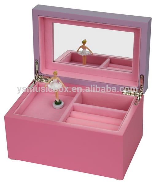 Pink colour wooden jewlery custom music box