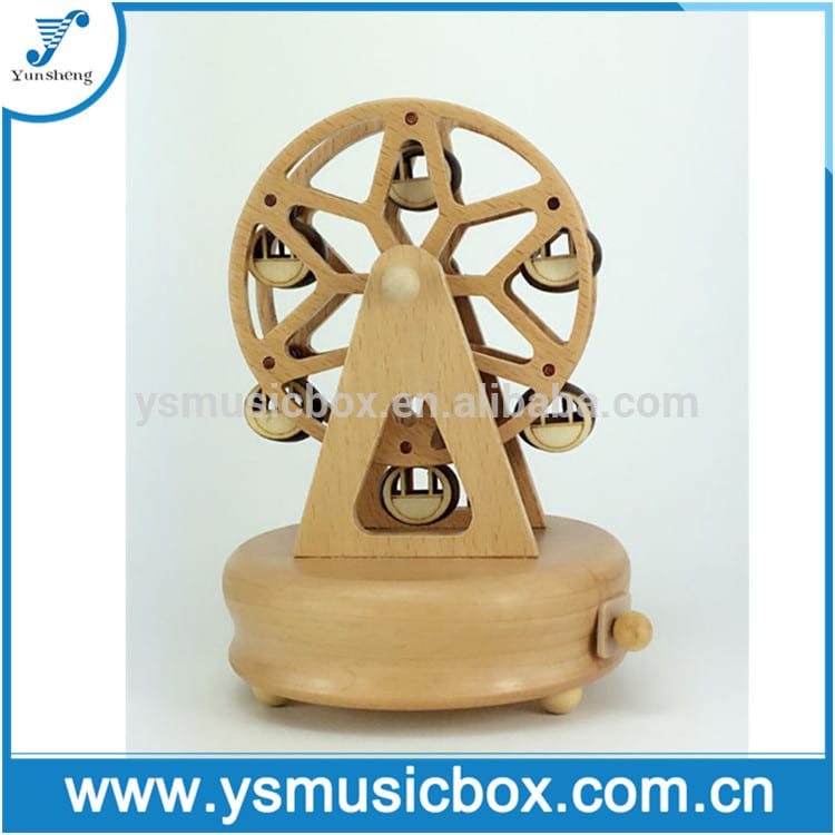Rotating Music Box Wooden Hand Made Ferris Wheel Musical Box Xmas Gift Featured Image