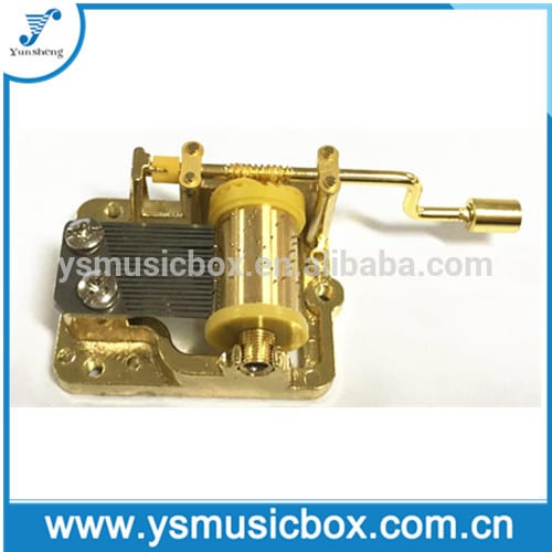 Zinc alloy Metal Golden 18 note ruoko crank musical box