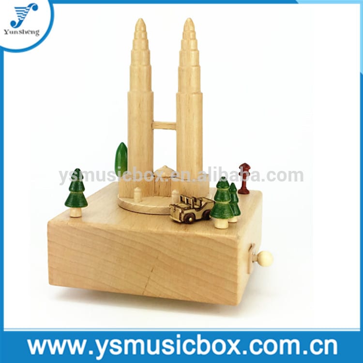 Twin Towers Wooden Gift Music Boxes Personalized Nature Music Box kotak musik kayu