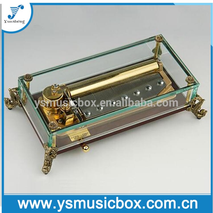 Gift item Glass Music Box Rectangle Shape with Golden 78 note musical movement (Y78L1A)
