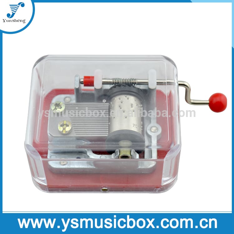 YH2/C-03 Yunsheng Handcrank Musical Movement Transparent Red Base Music Box