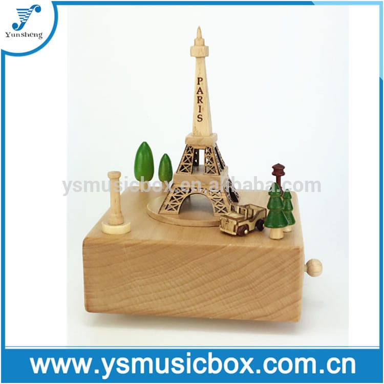 Eiffel Tower Wooden Music Box Xmas Gift/Custom Songs Musical Box for Baby /Kids/ Lovers