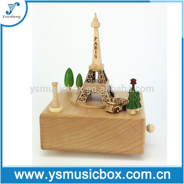 Eiffel Tower Wooden Music Box Χριστουγεννιάτικο δώρο/Προσαρμοσμένα τραγούδια Μουσικό κουτί για μωρά / παιδιά / εραστές