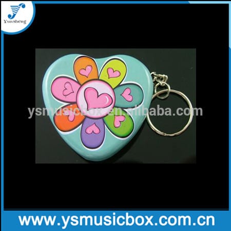 NEW Metal with custom logo music box key chain wind up heart design music box