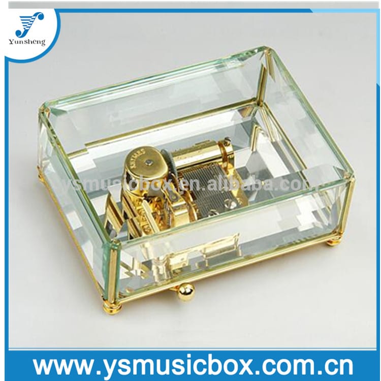 Gift item Glass Music Box Rectangle Shape Custom Songs