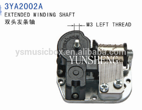 (3YA2002A) MUSICAL MOVEMENT WITH EXTENDED WINDING SHAFT FOR MUSIC BOX Featured Image