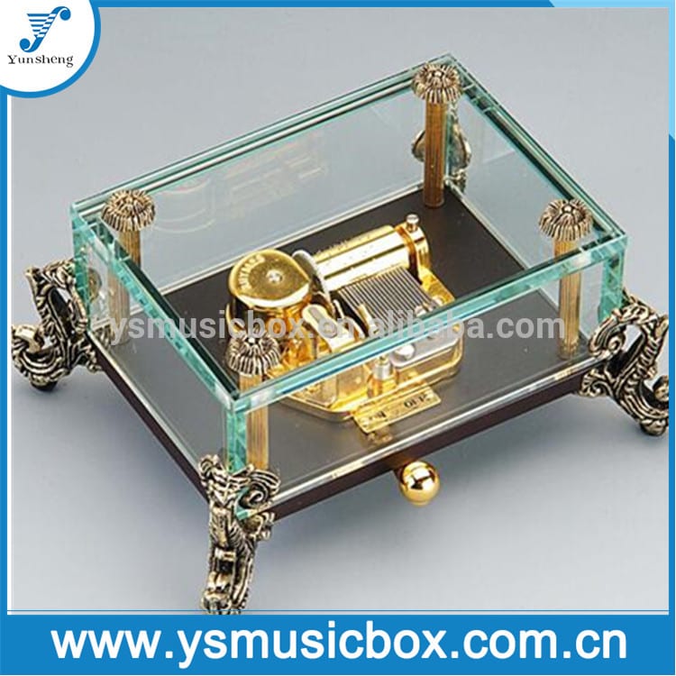 Apoti ẹbun 18 Akọsilẹ Orin Box Craft Clear Glass Wooden Music Box