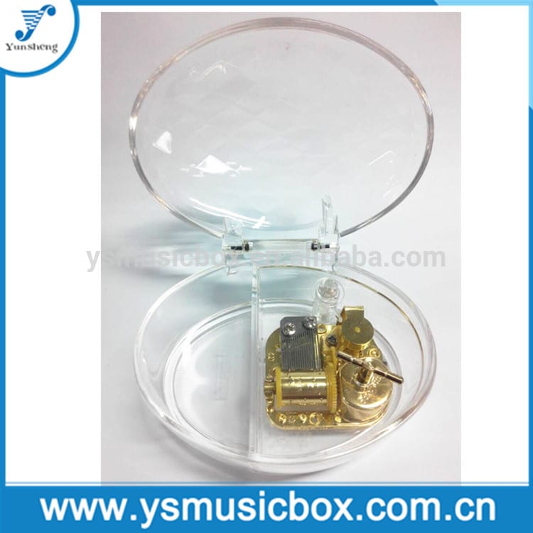 Jewlery box music box Plastic Material clear musical box with Golden Musical Movement inside