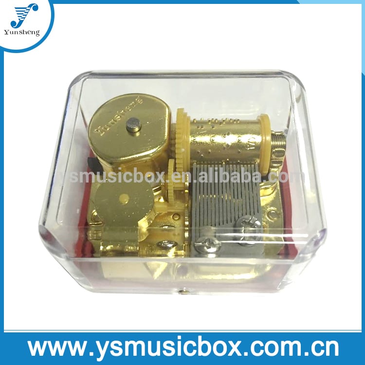 Yunsheng Golden Musical Movement Transparent Red Base Music Box (YB4(G)/C-02)