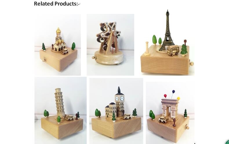 Souvenir The Leaning Tower of Pisa Gift Music Boxes, Mechanical Music Box Wooden Musical Box