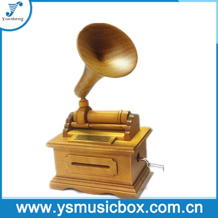 Wooden Handcrank Phonograph Music Box Musical Gift
