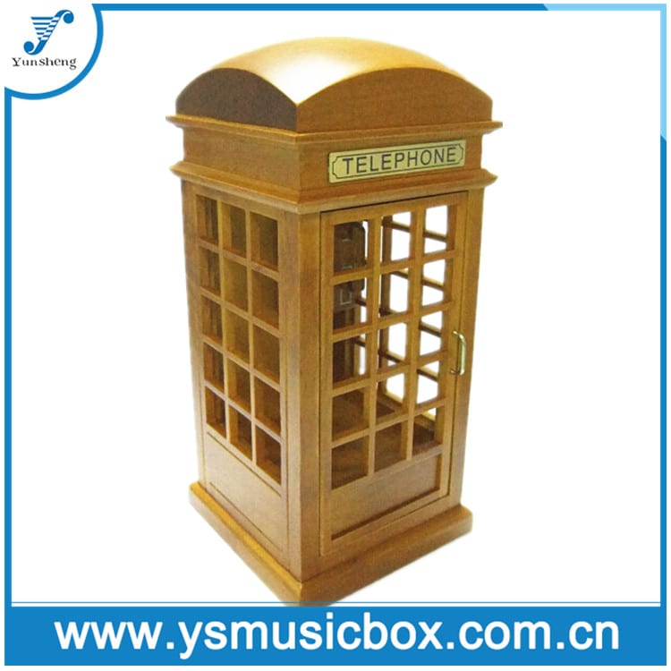 Hot sale Wooden Music Boxes -
 Wood Musical Box Red Telephone Booth handmade Music Box – Yunsheng