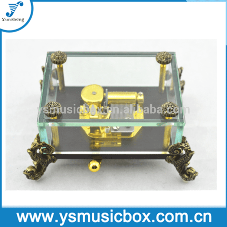 Yunsheng Handmade Glass Music Box /30 note golden musical movement inside