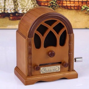 Wooden hand cranked music box paper stripe music box with custom music