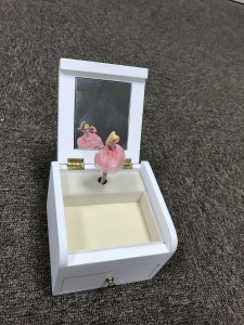 White wooden music box with dancing doll wedding favors musical box